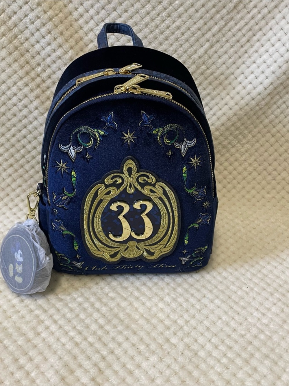 Disney Club 33 Loungefly blue mosaic Velvet Mini Backpack